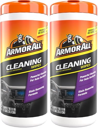 Image of Armor All Interior Car Cleaning Wipes, Canister, Powerful Cleaning for Dashboards, Vinyl, Clear Plastics, Carpet and Fabric, 25 Count (Pack of 2)