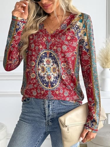 AUTOMET Long Sleeve Shirts for Women Tops V Neck Casual Top Comfortable Shirt Soft Basic Tees Women Blouses - Image 4