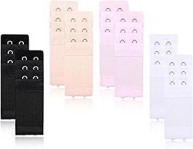 KAPSING 8 pièces Extension de Soutien-Gorge, 3 rangées 2 Crochets, Extension de Soutien-Gorge élastique, Sangle d'extension pour Soutien-Gorge Femme (Noir/Couleur de Peau/Blanc/Rose)