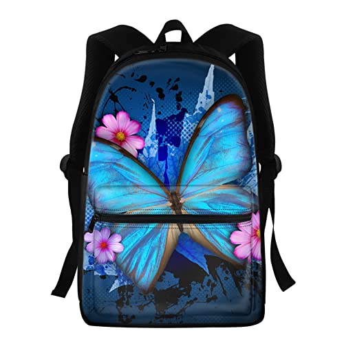 Sac à dos de randonnée et sport pour fille avec papillons bleus