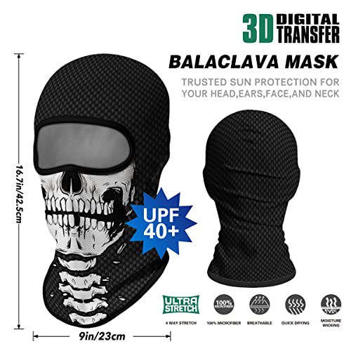 Red Plume 3D Balaclava Ski Mask Motorcycle Full Face Mask Outdoor Tactical Hood Headwear Mask Ghosts Skull Mask Men Women For Halloween (Skull 4) #TOP4