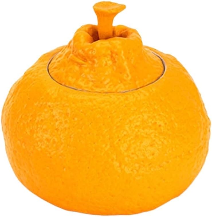 Tea Tin Ceramic Tea Jar Tangerine Shape Tins Containers with Lids Porcelain Ornament Pot Food Storage for Table Decoration, 220ml Container