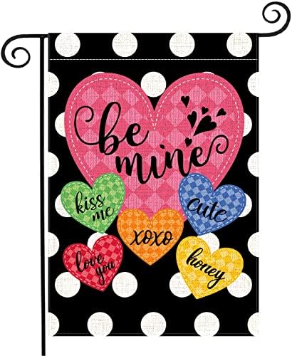 Valentine Garden Flags 28 x 40 Inch Burlap Double Sided House Garden Flag for Outdoor Lawn Yard Holiday Spring Seasonal Flags for Outdoor Decorations, Couple Love Banner Party Decorations House Flag