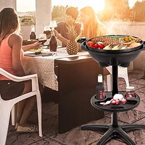 Giantex electric grill indoor outdoor non stick grill griddle plate 3 cooking zones temperature control drip tray 1350w 200sqin bbq grill for balcony apartments backyard party camping black  urban country home decor