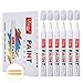 Paint Pens for Rock Painting-Stone, Ceramic, Metal, Glass, Wood, Fabric, Set of 6 Medium Tip Oil Paint Markers High Volume Ink Water and Fade Resistant for DIY Craft Projects Quick Drying(White)