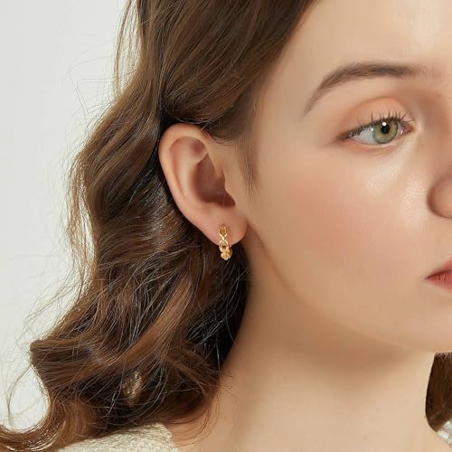 WEARON 14K Gold Plated Huggie Earrings for Women Personality Simplicity Twisted Chain Hoop Earrings Hypoallergenic Designer Ear Rings Fashion Jewelry Hollow Out Earrings2