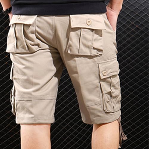 Men's Lightweight Ripstop Cargo Shorts 10 Inch Inseam Stretch Work Casual Summer Beach Drawstring Twill Pants4