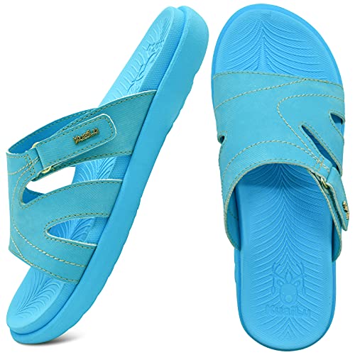 Image of KuaiLu Womens Fashion Orthotic Slides Ladies Athletic Yoga Mat Memory Foam Walking Sandals Thick Cushion Recovery Summer Beach Slippers Comfortable Plantar Fasciitis Arch Support