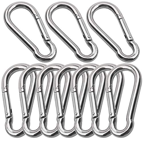 Metown, Snap Hooks, 304 Stainless Steel Snap Hooks Quick Release Spring Clips for Camping Hiking Swing Set Keys (2.36in-10Pcs)