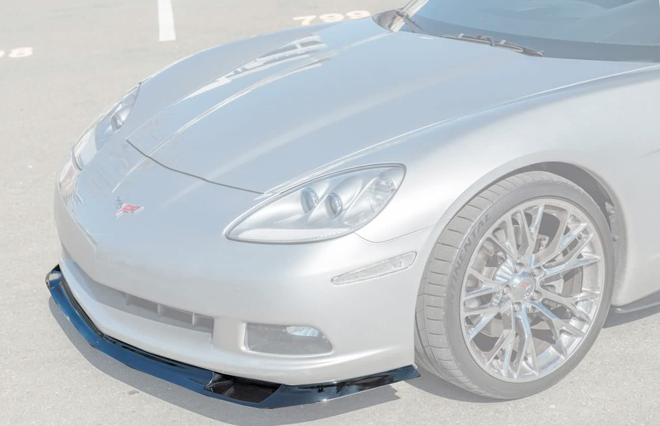 Corvette C6 ZR1 Style Front Lip Splitter - Gloss Black Painted ABS, Fits 2005-2013 Base Model C6
