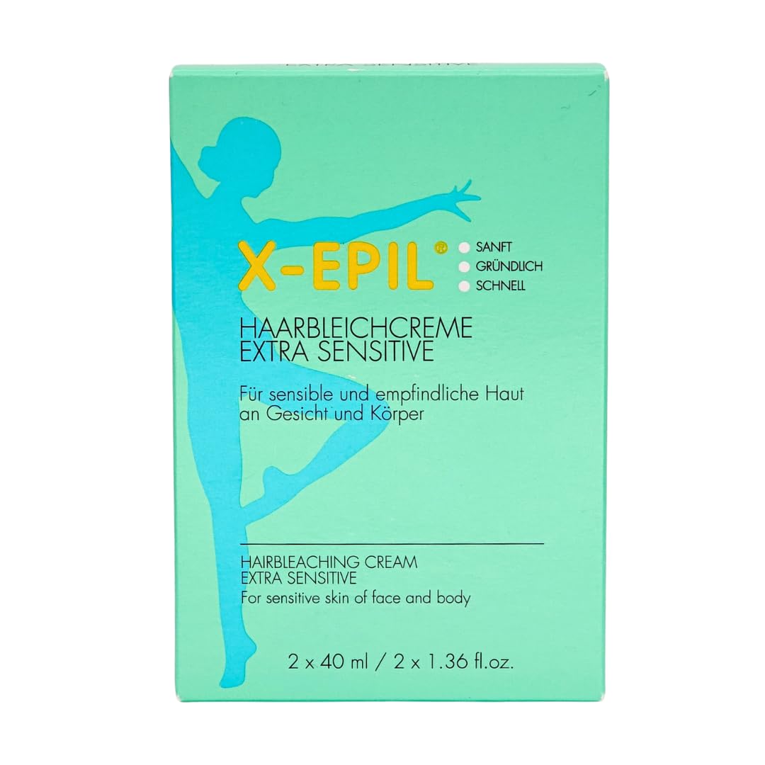 X-Epil Haarbleichcreme Extra Sensitive 2x 40 ml I Für sensible und empflindliche Haut an Gesicht und Körper I Bleichcreme I Haaraufhellung I Sanft, gründlich, schnell I Spar-Set plus give-away 1er Set