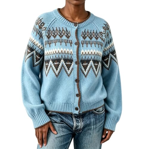 Womens Sweaters Cardigan Vintage Long Sleeve Button Down Knit Sweater - image 2