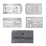 Überlebens Multitool Karte Survival Multitool Card Überlebenskarte leichte EDC-Angelhaken mit Filz Aufbewahrungstasche für die Notfall-Angeljagd im Freien