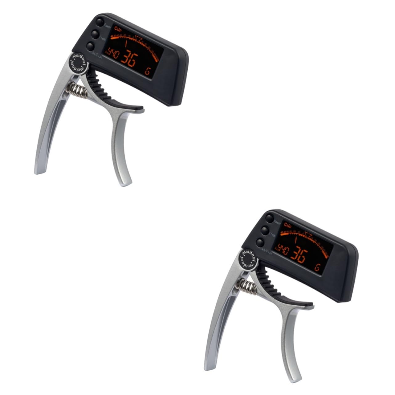2piezas Sintonizador Digital y Para Guitarra Ukelele Clip Pantalla Lcd y Diseño Elegante Plata
