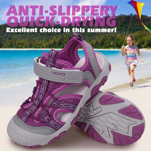 Image of UOVO Boys Sandals Kids Sandals Hiking Athletic Closed-Toe Beach Summer Sandals for Boys Quick-Drying