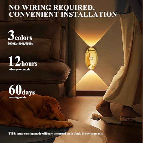 Aplique de pared LED de 3000K a 6000K con tres tonos regulables oro 3