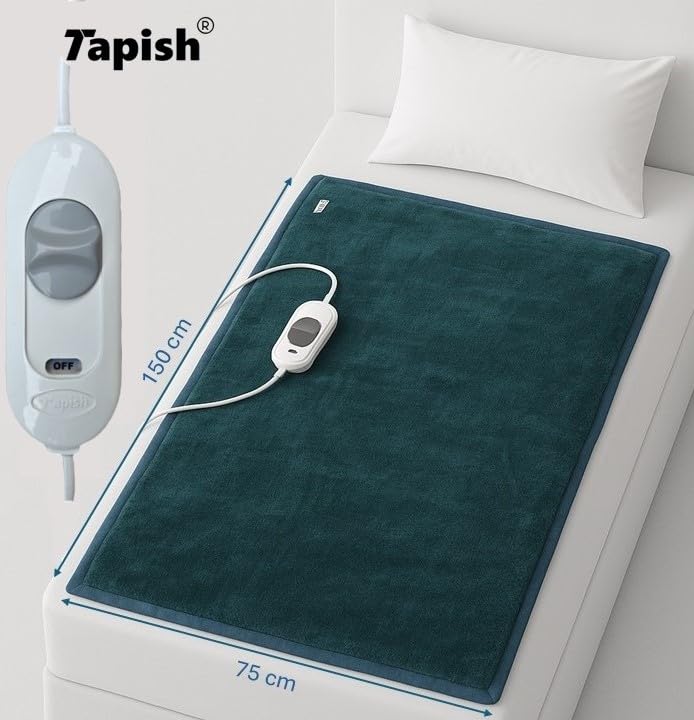 Image of Tapish Coral Electric Blanket - Single Bed Warmer for Mild Winters - ISO:9001 Certified (5 Years Warranty on Remote, Coral Fleece, Grey, 30x60 inches, Reversible)