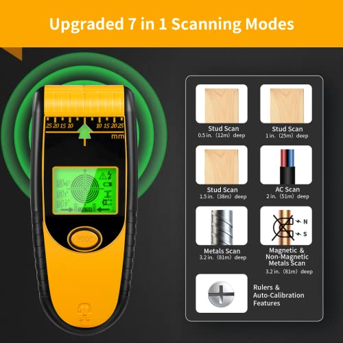 Stud Finder Wall Scanner Sensor - New 7 In 1 Electronic Wall Wood Metal Studfinder Edge Center Beam Sensor Detector With Lcd Display ＆ Audio Alarm Ac Wire Stud Finder For Detection Pipe Joist Drywall #TOP2