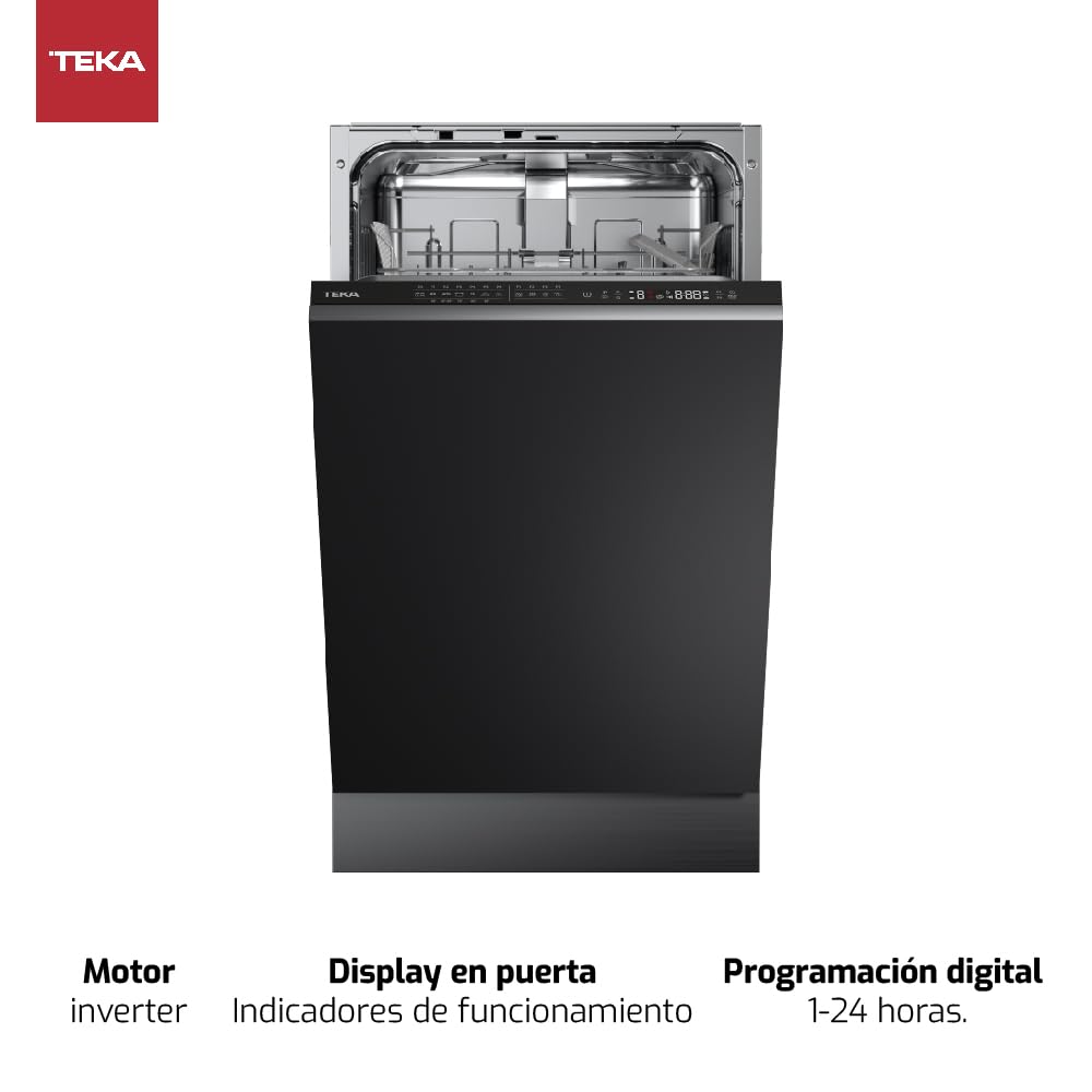 TEKA Einbau-Geschirrspüler, vollintegrierte Spülmaschine, 7 Spülprogramme, LED-Anzeige, Besteckkorb, 10 Maßgedecke – 45 cm