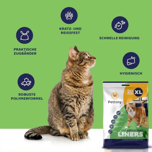 Pettiny 20 XL Katzentoilettenbeutel mit Zugbändern Kratzfeste Tüten für Extra Großes Katzenklo – Ansicht 6