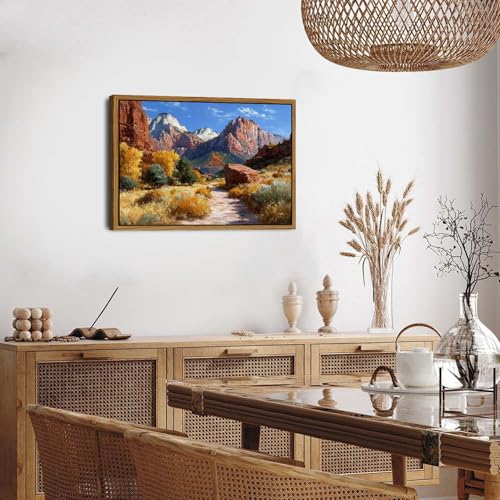 Image of Zion National Park Canvas Wall Art Red Rock Canyon Scenery Wall Decor Nature Utah Mountains Landscape Prints Painting Southwest National Park Posters for Living Room Bedroom Home Decoration 16x24 inch