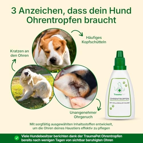 TraumaPet Ohrentropfen für Hunde & Katzen 50 ml | Ohrenreiniger mit kolloidalem Silber | Zur Pflege bei Ohrmilben, Hefepilzen & gereizten Ohren | Unterstützt bei Juckreiz, Rötungen & Geruch