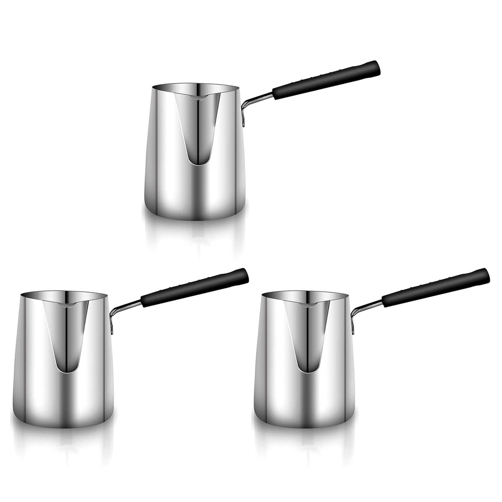 Hndhbfgrt 3X Stainless Steel Butter and Coffee Warmer,Turkish Coffee Pot,Mini Butter Melting Pot and Milk Pot with Spout -(350ML)