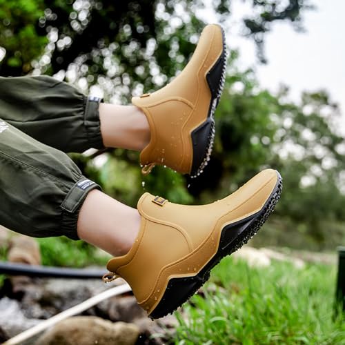 Rojeam Womens Mens Rain Boots Waterproof Rubber Chelsea Shoes Outdoor Walking Water Shoes Ankle Boots3