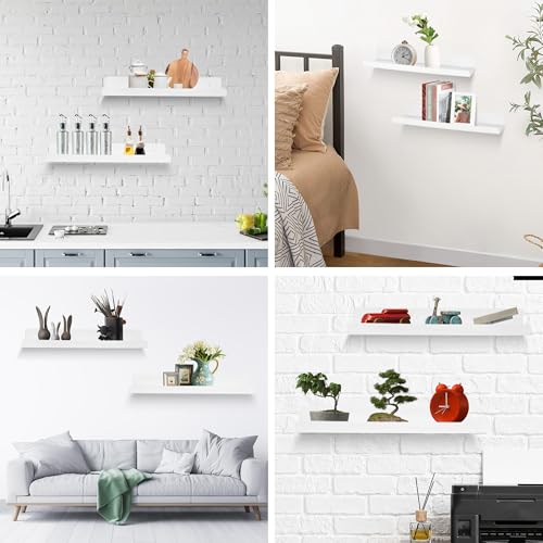 6er Set Wandregal Ohne Bohren, 30CM Floating Shelves, Wandregal Badezimmer, Regal Ohne Bohren aus Acryl Regal zum Kleben, Selbstklebend Wall Shelf, Schweberegale für Wohnzimmer, Schlafzimmer, Küche