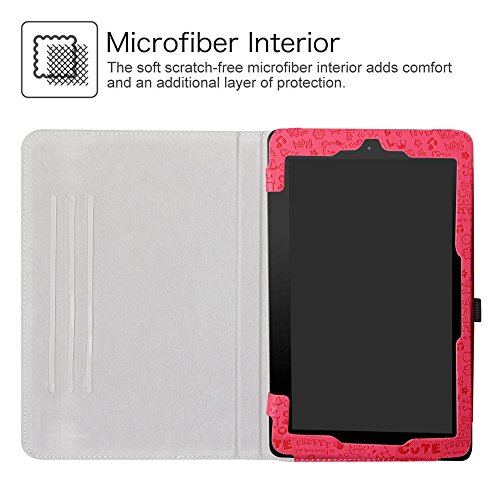 Liushan LS00002-3 Rca 10 Viking/Ii Pro/Cambio W101 V2 Case,Liushan 360 Degree Rotation Stand Pu Leather With Cute Pattern Cover For 10.1 Inch Rca 10 Viking Pro/Viking Ii Pro/Cambio W101 V2 Tablet,Rose Red thumb #3