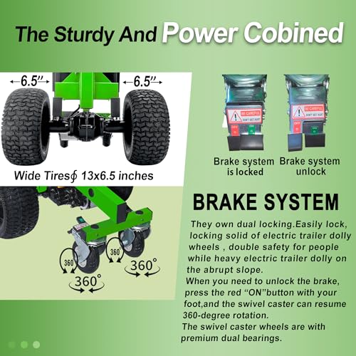 Superwagen Electric Trailer Dolly Motorized 3600Lb Towing Max 600Lb Tongue Weight Dual Hitch Ball 2 Inch&1-7/8 Inch Dc 24V 850W 9Ah W/Heavy Duty Commercial Boat Cargo Glider Tow Car Rv Caravan 4Wheel thumb #2