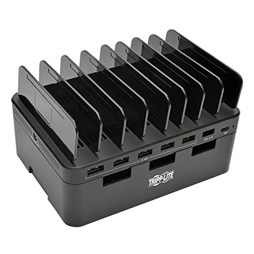 Tripp Lite 7-Port USB Charging Station Hub Quick Charge 3.0, USB-C, Storage, 6.6