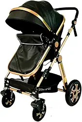 Carrinho de Bebê Premium Club Baby Preto com 4 Rodas e Design Moderno