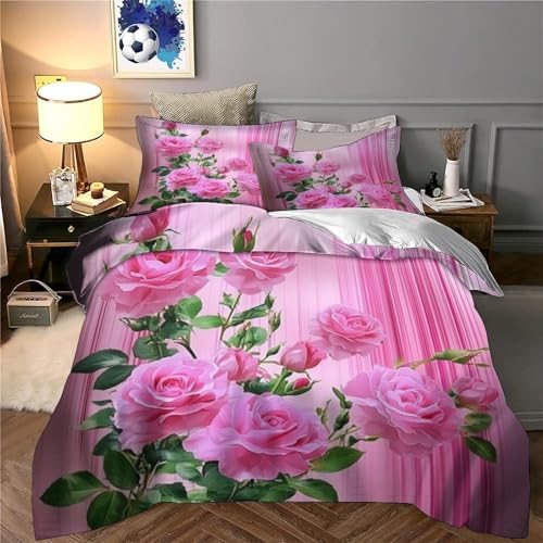 Parure de lit microfibre 200x200 motif cœurs roses 3D - 6