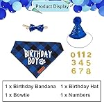 ADOGGYGO Cat Birthday Party Supplies, Birthday Boy Plaid Kitten Bandana, Blue Cat Party Hat with Numbers, Bowtie (Blue) - Image 4
