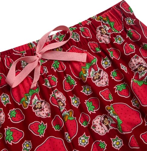 Image of COCO BRANDS Strawberry Shortcake Womens Pajama Sets - 2 Piece Soft Stretch Button Down Sleep Shirt and Pajama Pants