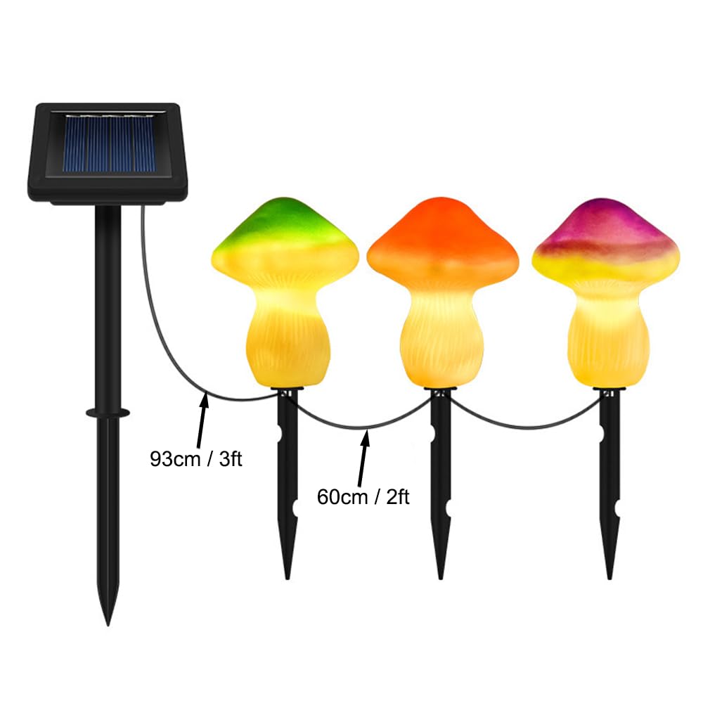 buywin Mushroom Solar Lights Outdoor Garden, Solar Stake Lights with 3pcs Colorful Mushrooms - Image 4