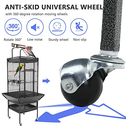 Bestpet HCB-BC153-BLACK 61-Inch Wrought Iron Large Bird Cage With Play Top And Rolling Stand Parrot Cage Bird Cages thumb #3