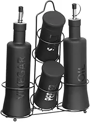 Kit Galheteiro de Vidro com Suporte Inox, 5 Peças, HAUSKRAFT