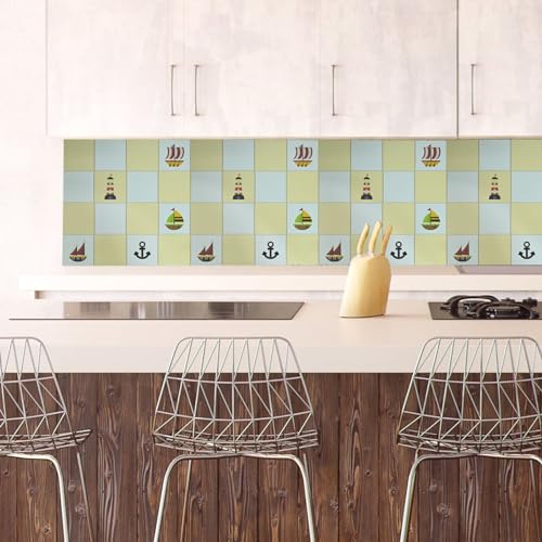 Image of SARVATRAY Self-Adhesive Wallpaper, Kitchen Oil Proof Heat Resistant Stickers, Vinyl Sheet for Wall 2 X 6.5 SQ FT (2 M Ship Theme Orange WS)