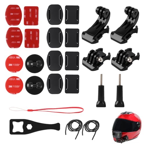 Riybyds 36 Piezas Accesorios Camara Deportiva, Soportes Adhesivos Curvos y Planos para Cámaras de Acción, Montaje para Casco y Otras Cámaras Deportivas, Fácil Instalación y Retiro