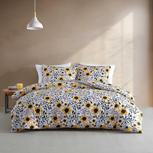Image of Marimekko - King Duvet Cover Set, Cotton Percale Reversible Bedding with Matching Shams, Floral Home Decor (Mykero Multicolor, King)