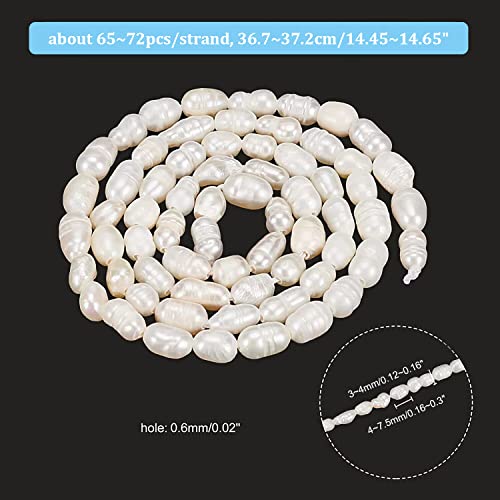 NBEADS 65 Pcs Natural Cultured Freshwater Pearl Beads, 3~4mm Mini White Rice Pearl Beads for Jewelry Craft Making Hole 0.6mm - Image 2