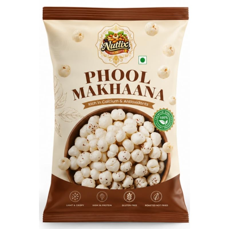 NUTLIX Premium Phool Makhana/Fox Nuts 500G | Medium Size Makhana | Phool Makhana for Prasadam | Premium Lotus Seeds | Super Crunchy Fox Nuts | Direct from Farm | Healthy Snacking | Rich in Calcium-image-42