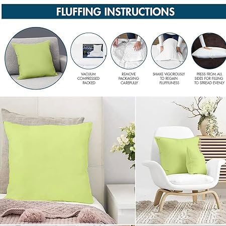 Image of Premium Polyester Fiber Cushion Fillers - Pack of 2 Pcs | 18 x 18 Inches | Sage| Cushions, Sofa Pillow, Cushion for Sofa, Cushion for Bed, Decorative Pillow, Pillow for Support