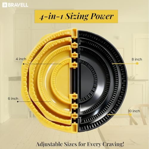 Image of 4-in-1 Tortilla Sealer (10+8+6+4 Inch) Crimper & Empanada Maker Press - Make Tortillas, Dumplings & More with Easy-Clean Food-Grade Plastic Tool with User Manual in Yellow /Black