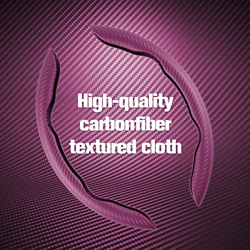 Image of Amiss 2pcs Carbon Fiber Anti-Skid Steering Wheel Cover, Waterproof & Segmented Butterfly Design, Universal 99% Vehicle Wheel Cover Protector, Car Interior Accessories (Pink-2pcs)