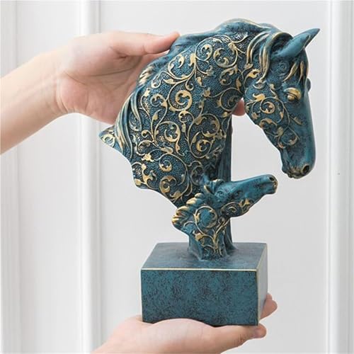 Statue de cheval décoration de bureau en résine bleue de 9.4 pouces - 5