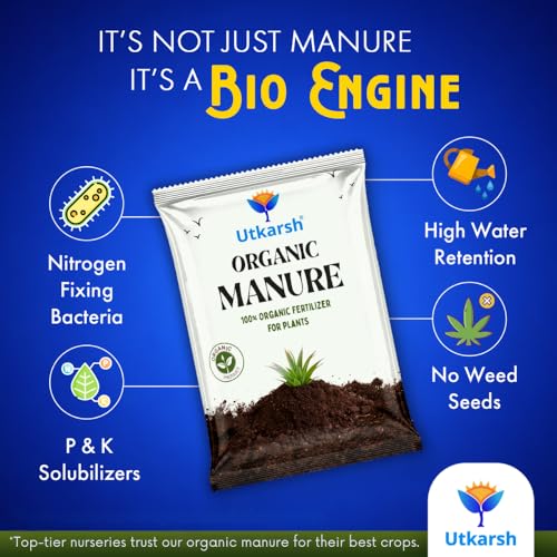 Image of Utkarsh Organic Manure for Potted Plants, Organic Fertilizer for Home Garden, Crops, & Nursery, Khaad for Flowers, Vegetables & Lawn (900 gm; Pack of 1)