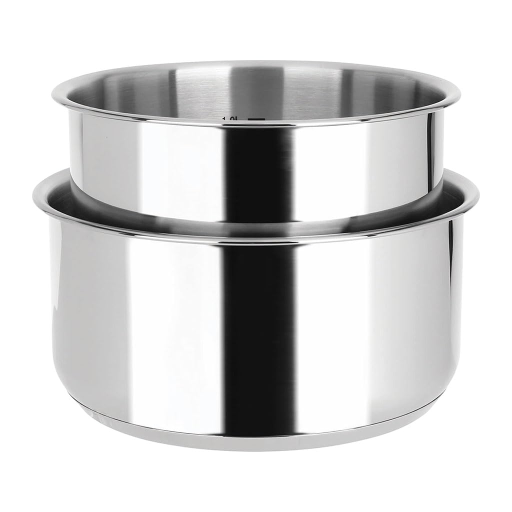 Sitram 714248 Batterie de cuisine Inox 8 Pièces : 3 Poêles Ø20,24,28 cm + 2 Casseroles Ø16,18 cm + 2 Couvercles Verre Ø16,18 cm + manche amovible, Tous feux dont induction